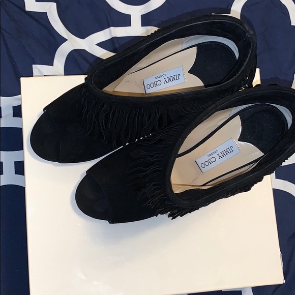 Jimmy Choo Daxen Fringe Suede Ankle Boots - Picture 3 of 4